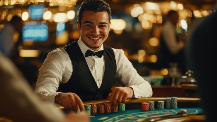 Pemain menikmati permainan live casino di perangkat seluler dan desktop dengan antarmuka modern